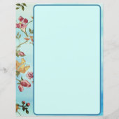 Roze Florals op Blauw Gepersonaliseerd (Achterkant)