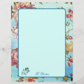 Roze Florals op Blauw Gepersonaliseerd (Voorkant)