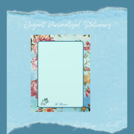 Roze Florals op Blauw Gepersonaliseerd