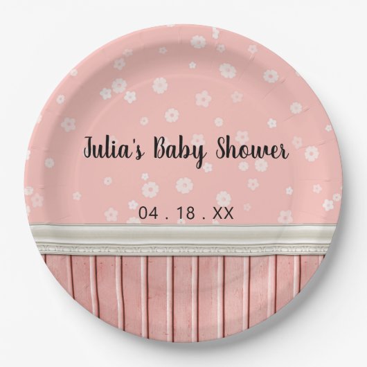 Roze Florals Papieren Bordje (Voorkant)