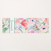 Roze florals roos gouden witte naam yogamat (Achterkant (horizontaal))