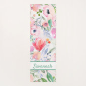 Roze florals roos gouden witte naam yogamat (Achterkant)
