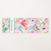 Roze florals roos gouden witte naam yogamat (Voorkant (horizontaal))