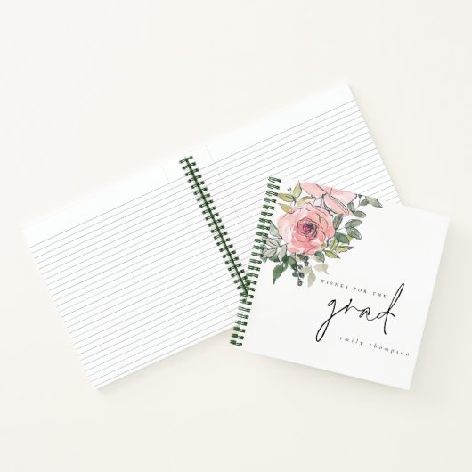 Roze Florals Vereist voor Afstudeerder Afstuderen  Notitieboek (Binnen)
