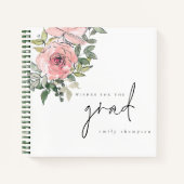 Roze Florals Vereist voor Afstudeerder Afstuderen  Notitieboek (Voorkant)