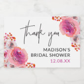 Roze Florals Vrijgezellenfeest Hartelijk dank Sparkling Wijnetiket (Enkel label)