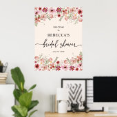 Roze Florals Vrijgezellenfeest Welkomstteken Poste Poster (Thuiskantoor)