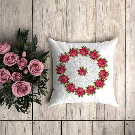 Roze floranjegehaakte kussen