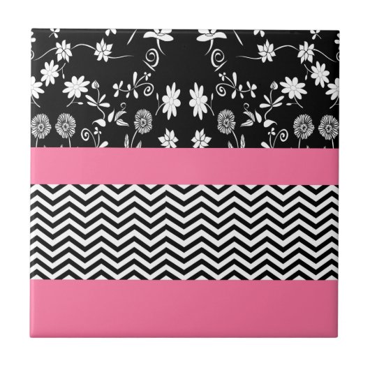 roze florchevron tegeltje (Voorkant)