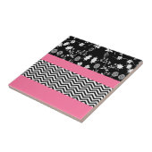 roze florchevron tegeltje (Zijkant)