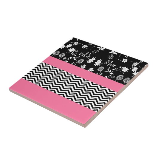 roze florchevron tegeltje (Zijkant)