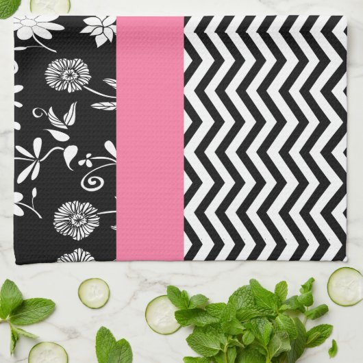 roze florchevron theedoek (Gevouwen)