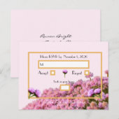 Roze floreel en goud RSVP Briefkaart (Voorkant / Achterkant)
