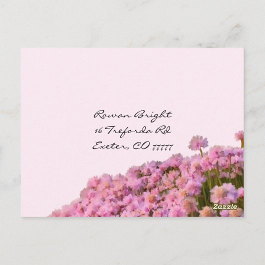 Roze floreel en goud RSVP Briefkaart (Achterkant)