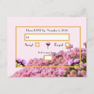 Roze floreel en goud RSVP Briefkaart