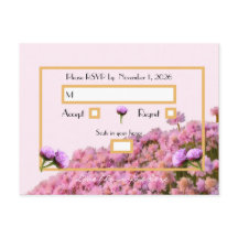 Roze floreel en goud RSVP Briefkaart