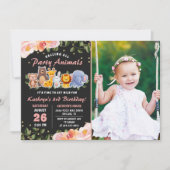 Roze Florence Party Animals Birthday Foto Kaart (Voorkant)