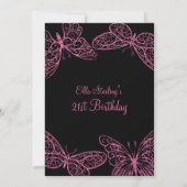 Roze florerende Butterflies 21ste verjaardag Kaart (Achterkant)