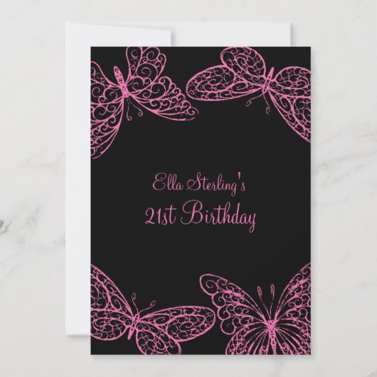 Roze florerende Butterflies 21ste verjaardag Kaart (Achterkant)