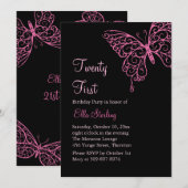 Roze florerende Butterflies 21ste verjaardag Kaart (Voorkant / Achterkant)
