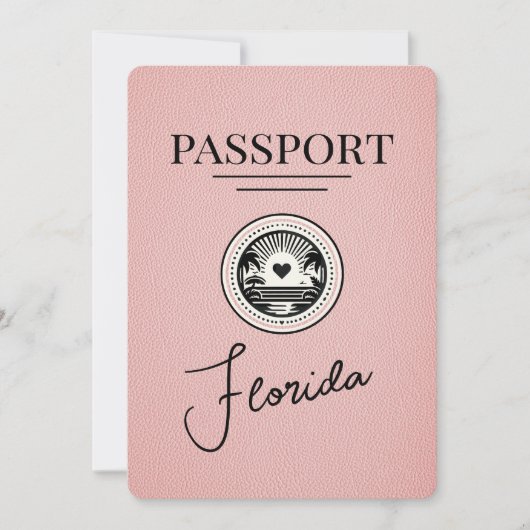 Roze Florida Paspoort Bewaar de datum Save The Date (Voorkant)
