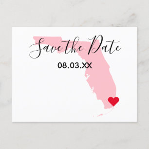 Roze Florida Red Heart Save the Date Aankondigingskaart