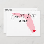 Roze Florida Red Heart Save the Date Aankondigingskaart (Voorkant / Achterkant)