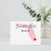 Roze Florida Red Heart Save the Date Aankondigingskaart (Staand voorkant)