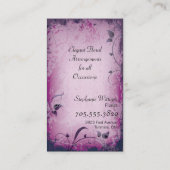 Roze  Florist Leafy Swirl Visitekaartje (Achterkant)