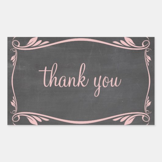 Roze Flourish Chalkboard Hartelijk dank, Stickers (Voorkant)