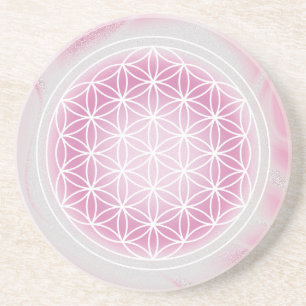 roze Flower of Life Zandsteen Onderzetter