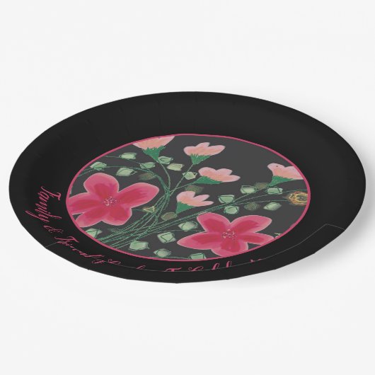 Roze Flowered Artsy Designer Papieren Bordje (Gekanteld)