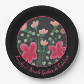 Roze Flowered Artsy Designer Papieren Bordje (Voorkant)
