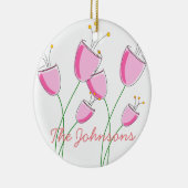 Roze Flowerfield Keramisch Ornament (Rechts)