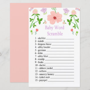 Roze Flowers Baby word scramble game