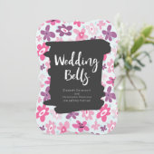 Roze Flowers Cute and Whimsical Retro Wedding Kaart (Staand voorkant)