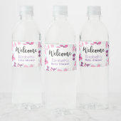 Roze Flowers Cute Whimsical Baby shower Waterfles Etiket (Flessen)