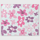Roze Flowers Cute Whimsical Patroon Cadeaupapier (Vlak)