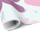 Roze Flowers Cute Whimsical Patroon Cadeaupapier (Rol Hoek)