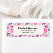 Roze Flowers Cute Whimsical Patroon Etiket (Insitu)
