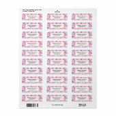 Roze Flowers Cute Whimsical Patroon Etiket (Full Sheet)