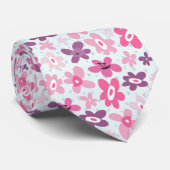 Roze Flowers Cute Whimsical Patroon Stropdas (Opgerold)