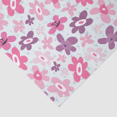 Roze Flowers Cute Whimsical Patroon Tissuepapier (Detail)