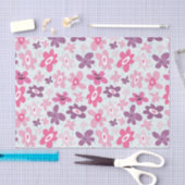 Roze Flowers Cute Whimsical Patroon Tissuepapier (Craft)