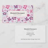 Roze Flowers Cute Whimsical Patroon Visitekaartje (Voorkant / Achterkant)