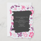 Roze Flowers Cute Whimsical Retro Birthday Party Kaart (Achterkant)