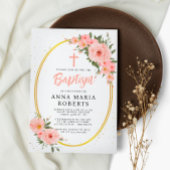 Roze Flowers Girl Baptisme Kaart