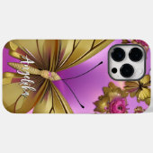 Roze Flowers Gold Butterflies - Gepersonaliseerde  Case-Mate iPhone Case (Achterkant (horizontaal))