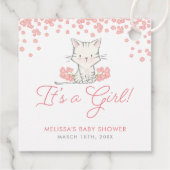 Roze Flowers Kitten Girl Baby shower Bedankjes Labels (Achterkant)