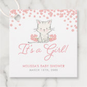 Roze Flowers Kitten Girl Baby shower Bedankjes Labels (Voorkant)